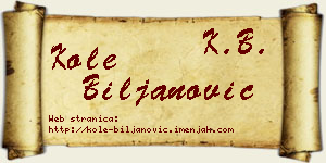 Kole Biljanović vizit kartica